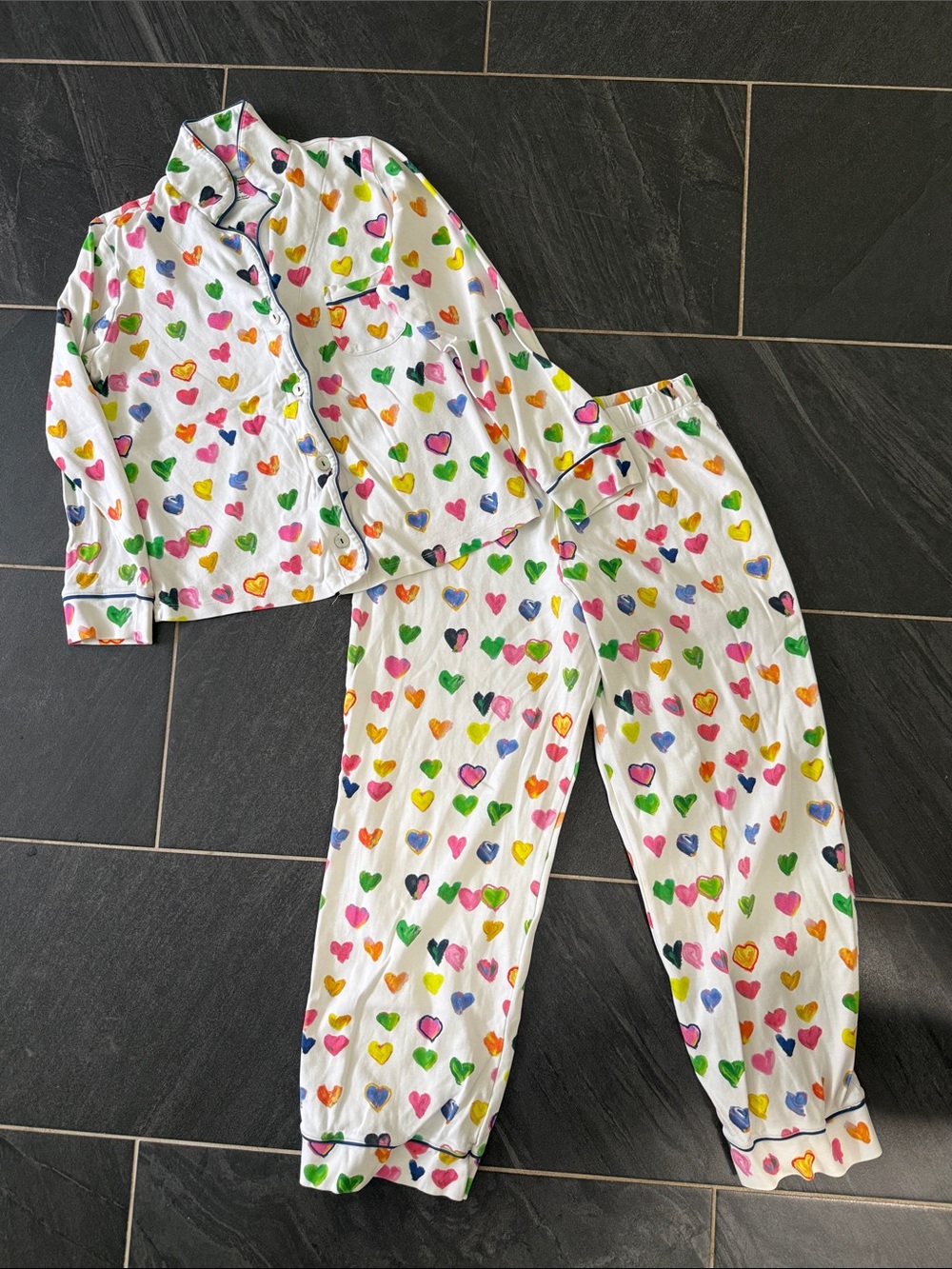 Roller Rabbit White Heart-Print Pajama Set - Multicolor Hearts